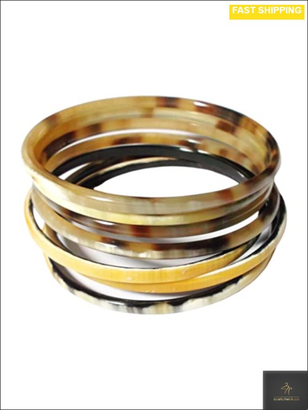 Handmade Cow Horn Bangle Bracelet Set 7-Piece Boho Stackable Women's Jewelry
